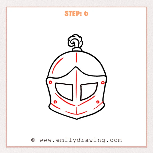 how to draw a knights helmet - Step 6